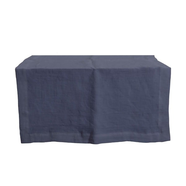 Față de masă din bumbac și in Tierra Bella Pure Menorca, 45 x 135 cm, albastru