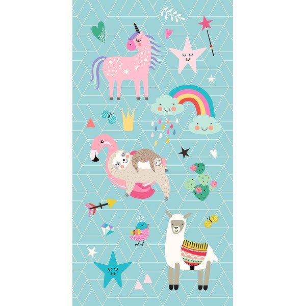 Prosop de plajă albastru din catifea pentru copii 75x150 cm Moody – Good Morning