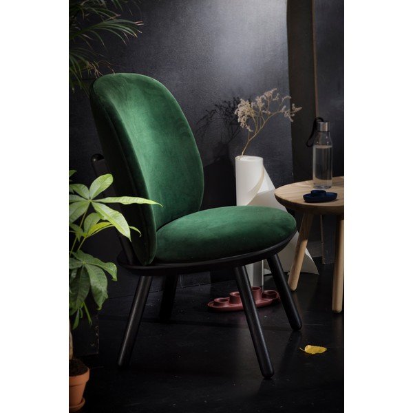 Scaun tapițat din catifea EMKO Naïve, verde-negru-image-1