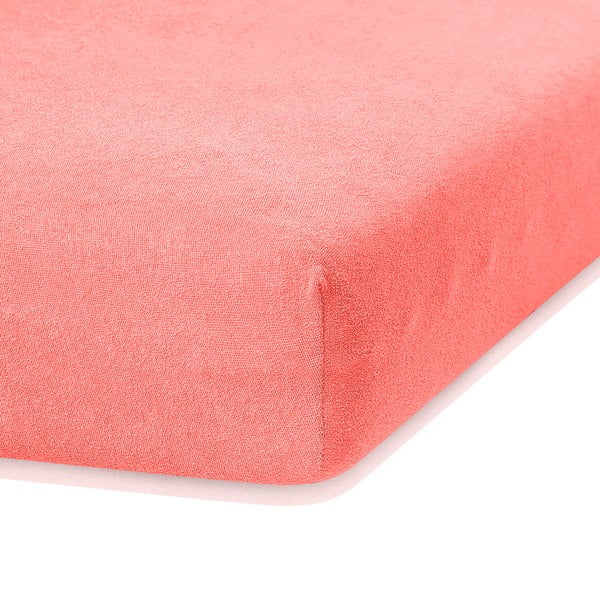 Cearceaf elastic AmeliaHome Ruby, 200 x 140-160 cm, roz corai