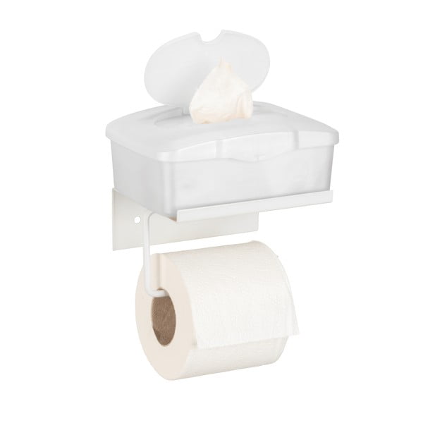 Suport pentru hârtie igienică alb autoadeziv/cu raft din metal Desulo – Wenko-image-3