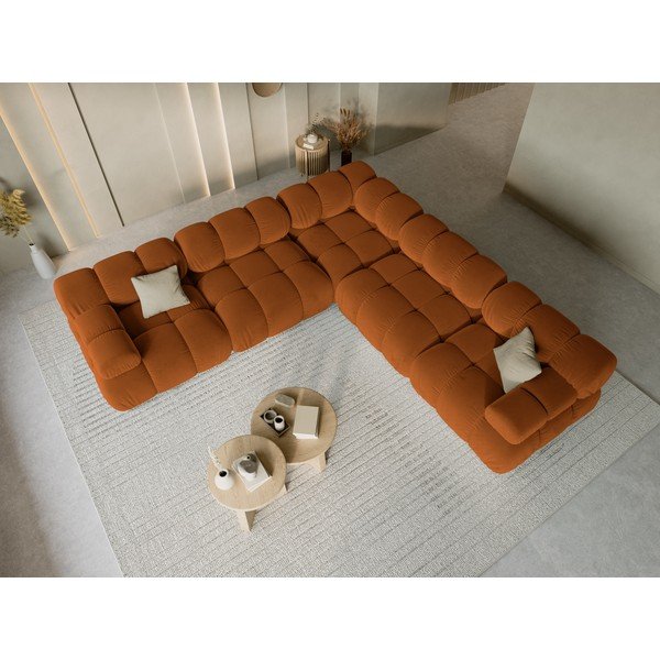 Colțar modular teracotă cu tapițerie din catifea – Micadoni -image-1