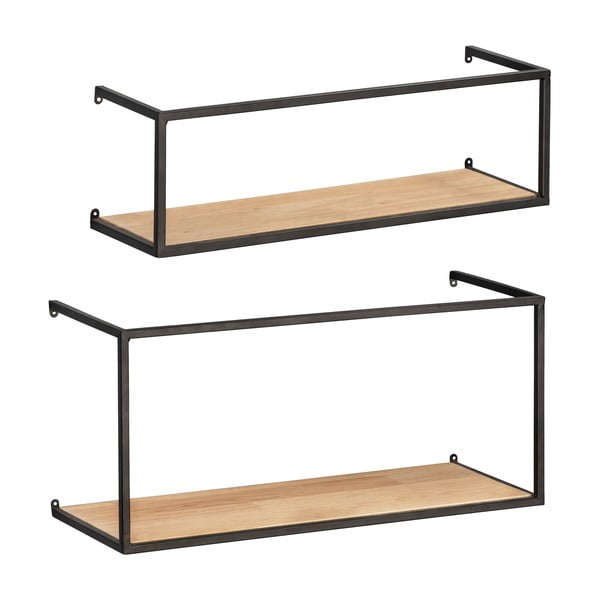 Set 2 rafturi din pin cu construcție metalică neagră Wenko Pieces, lungime 55 cm-image-2