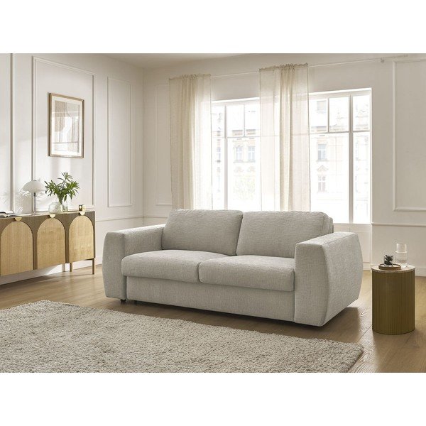 Canapea bej pentru dormitul zilnic/extensibilă cu tapițerie din chenille 240 cm Hugo – Bobochic Paris-image-1