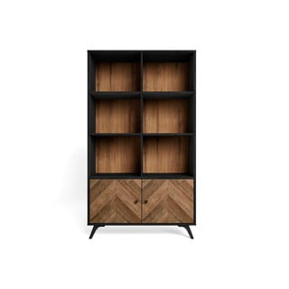 Bibliotecă neagră cu aspect de nuc 92x160 cm Chevrons - Marckeric