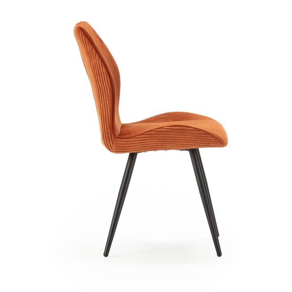 Scaune de dining portocalii 2 buc. din catifea reiată Adaya – Marckeric-image-3