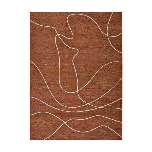 Covor de exterior din amestec de bumbac Universal Doodle, 154 x 230 cm, portocaliu