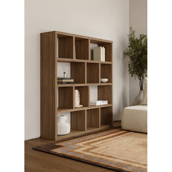 Bibliotecă în culoare naturală cu aspect de lemn de nuc 150x159 cm Berlin – TemaHome-image-1