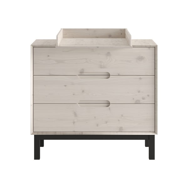 Comodă de copii albă joasă din lemn de pin 100x91 cm Country – Pinio-image-4