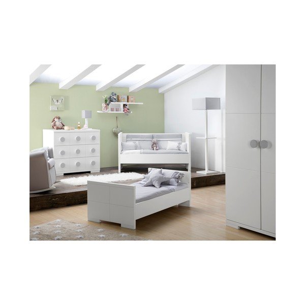 Pătuț pentru bebeluși, convertibil în pat pentru 1 persoană Núvol Blanca, 140 x 70 cm, alb-image-3