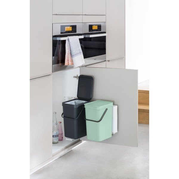 Coș de gunoi verde mentă/gri închis de reciclat/ încorporat din plastic 24 l Sort & Go – Brabantia-image-1