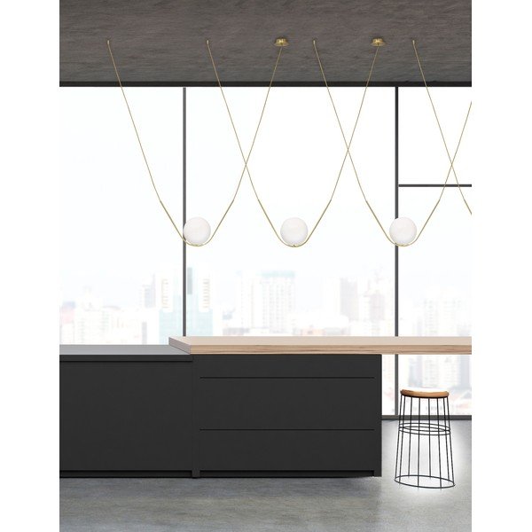 Lustră albă/alămie din metal cu abajur din sticlă Vitton – Nova Luce-image-1