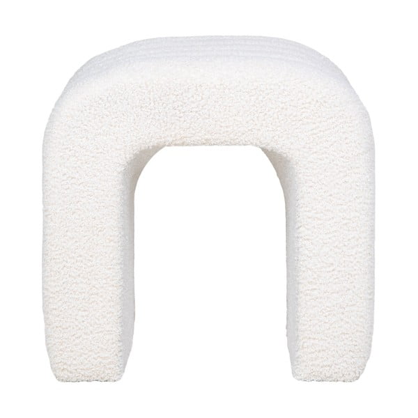 Taburet alb cu tapițerie din țesătură bouclé Colma – House Nordic-image-1