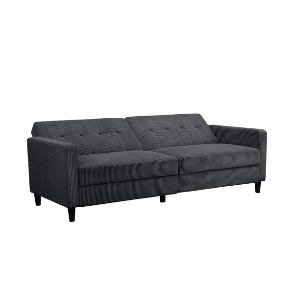Canapea gri cu tapițerie din catifea reiată  203 cm Hartford – Støraa-image-1