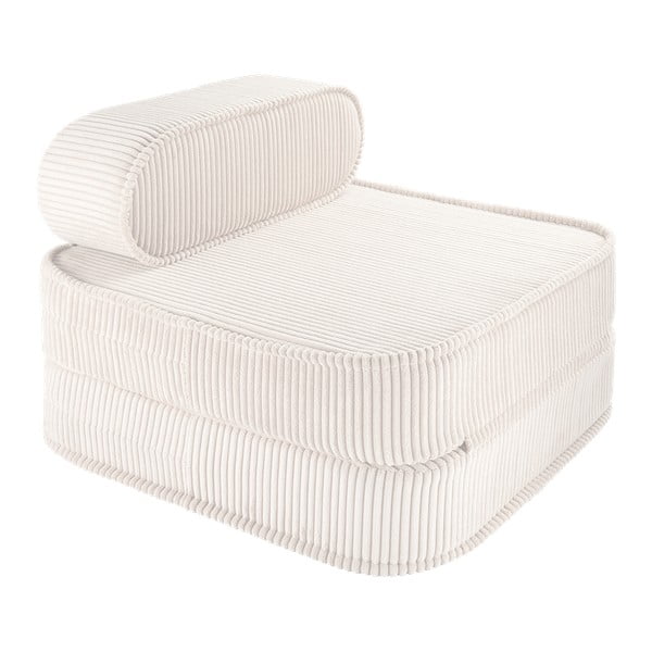 Fotoliu de copii crem cu tapițerie din catifea reiată Flip – Wigiwama