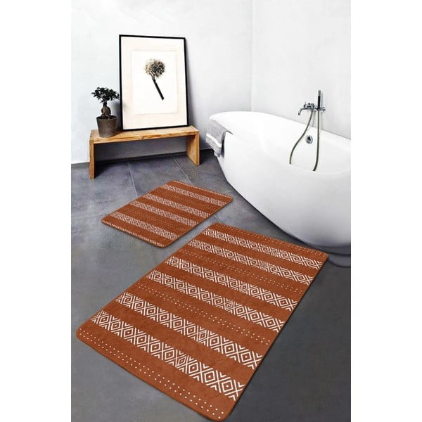Covorașe de baie maro 2 buc. din catifea 60x100 cm – Mila Home-image-3