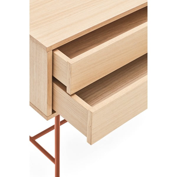 Consolă cu aspect de lemn de stejar Teulat Yoko, roșu cărămiziu-image-3