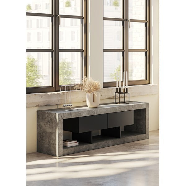 Comodă TV negru-gri cu aspect de beton 175x52 cm Nara – TemaHome-image-4