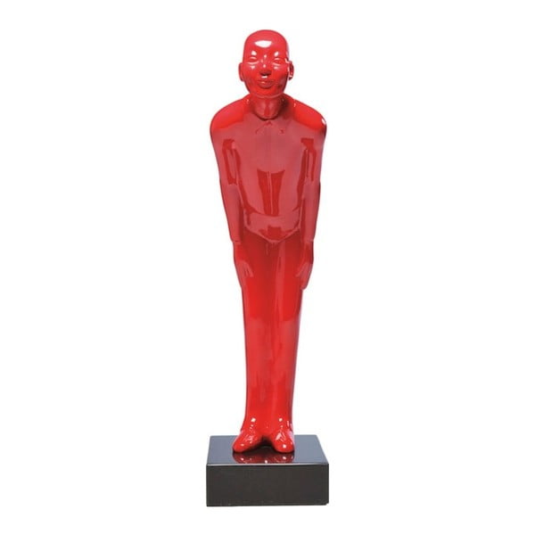 Statuetă decorativă cu suport din marmură Kare Design Welcome, 20 x 13 cm, roșu