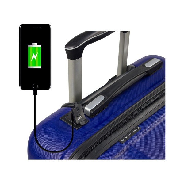 Set 2 valize cu roți și port USB My Valice LASSO Cabin & Large, albastru-image-3