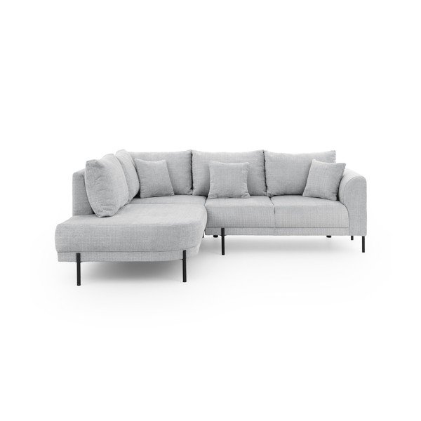 Colțar gri deschis cu tapițerie din chenille (cu colț pe partea stângă/în formă de ”L”) Mauris  – Ropez