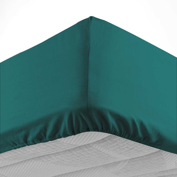 Cearceaf verde închis din bumbac cu elastic 160x200 cm Lina – douceur d'intérieur-image-3