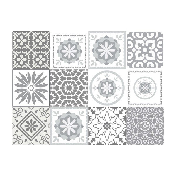Set 12 autocolante pentru perete Ambiance Cement Tiles Shades of Gray Cordoba, 10 x 10 cm-image-2