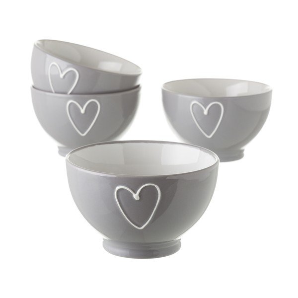 Bol din ceramică Unimasa Heart, 580 ml, gri-image-1