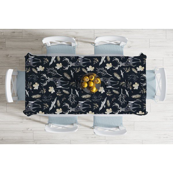 Față de masă din amestec de bumbac cu model de Crăciun Minimalist Cushion Covers Dark Forest, 140 x 180 cm-image-1