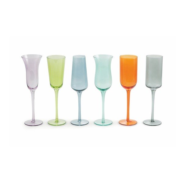 Set 6 pahare colorate Villa d'Este Cromia Flute, 200 ml