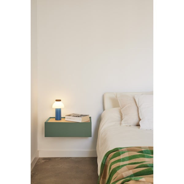 Noptieră verde suspendată cu blat cu aspect de lemn de stejar Arista – Teulat-image-1