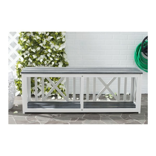 Bancă pentru grădină din lemn de acacia Safavieh Branco Grey, alb - gri-image-1
