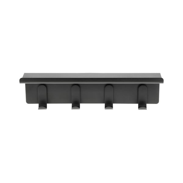 Cuier de perete negru cu raft din oțel 11,5 cm A-Hallway – Zone