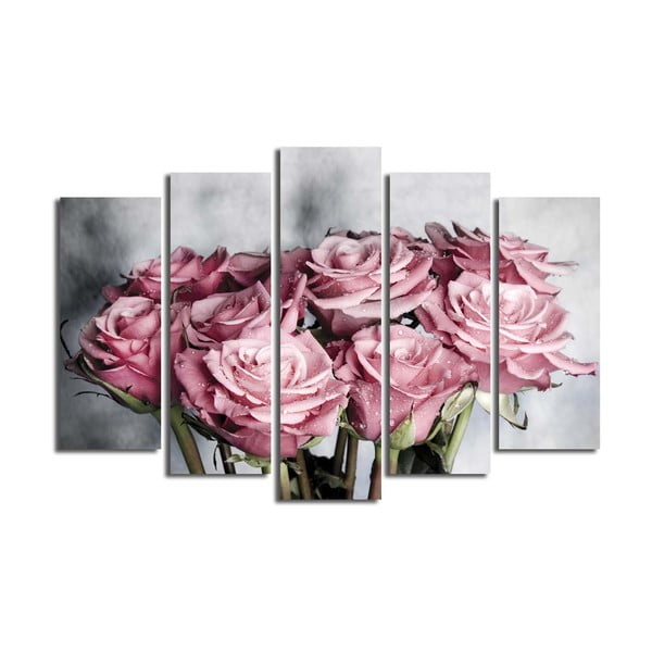 Tablou din mai multe piese Roses, 105 x 70 cm