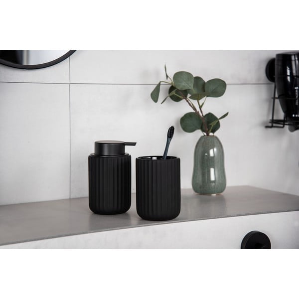 Suport din ceramică pentru periuțe de dinți Wenko Belluno, negru-image-1