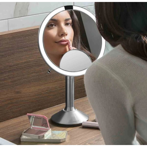 Oglindă cosmetică (5x) cu led/de mărire ø 20 cm Sensor Trio – simplehuman-image-3