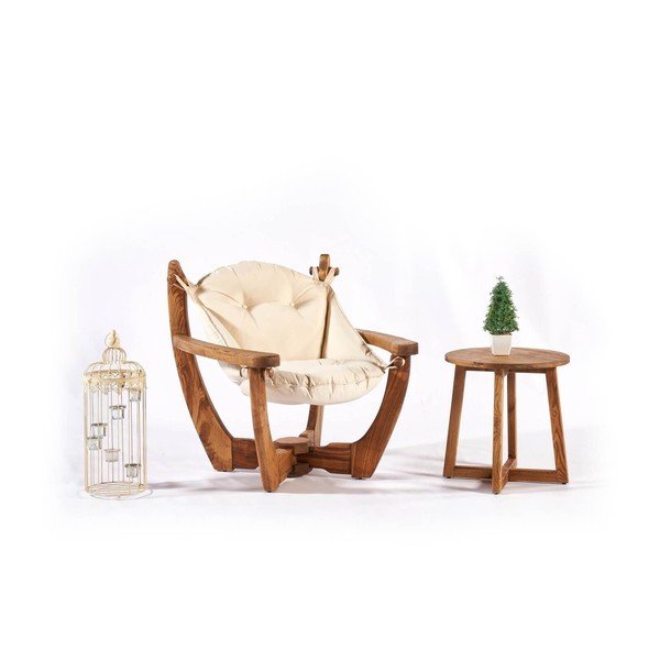 Fotoliu de grădină crem/natural  din lemn  Relax – Floriane Garden-image-3