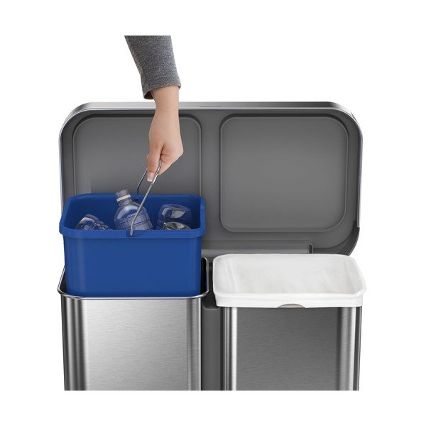 Coș de gunoi argintiu pentru reciclare/cu pedală 34+24 l din oțel – simplehuman-image-2