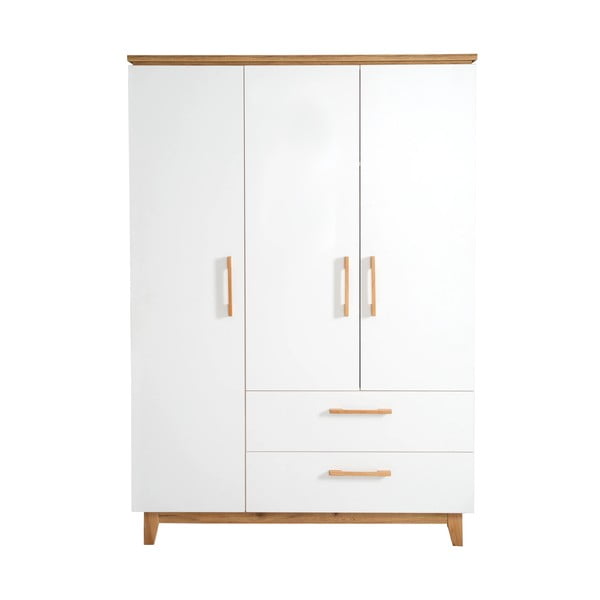 Șifonier pentru copii  alb cu aspect de lemn de stejar 135x200 cm Finn – Roba-image-2