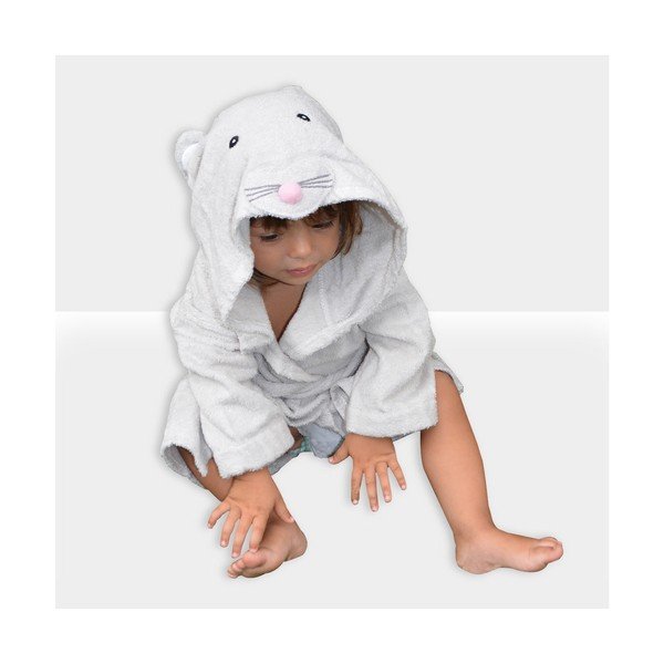 Halat pentru copii alb/gri M din bumbac Mouse - Rocket Baby-image-3