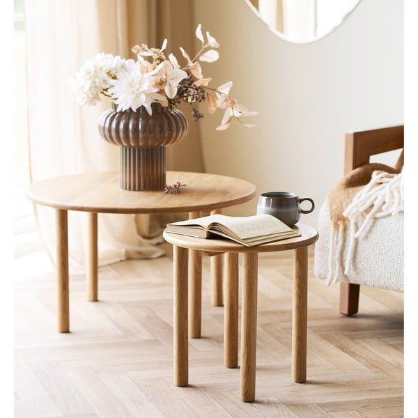 Măsuță auxiliară rotundă din lemn de stejar ø 40 cm Jena – House Nordic-image-2