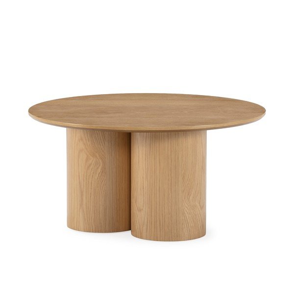 Măsuță de cafea în culoare naturală rotundă cu aspect de lemn de stejar ø 80 cm Lua – MOME-image-3