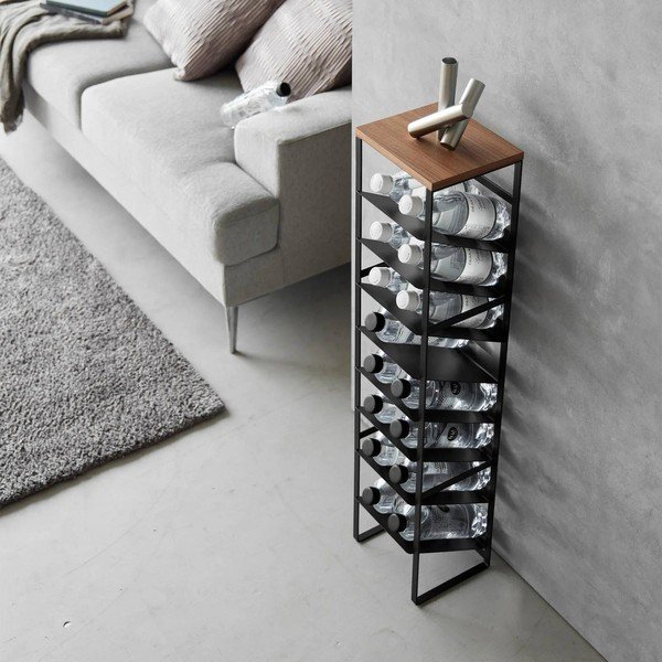 Raft pentru sticle de vin negru din metal număr de sticle 16 20x88,5x19 cm Tower – YAMAZAKI-image-4