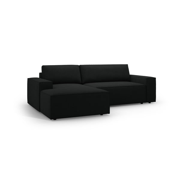 Colțar negru extensibil cu tapițerie din țesătură bouclé (cu colț pe partea stângă ) Jodie – Micadoni Home-image-2