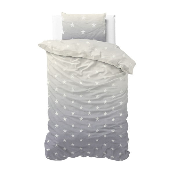Lenjerie din bumbac, pat de o persoană Sleeptime Twinkle Stars, 140 x 220 cm, gri