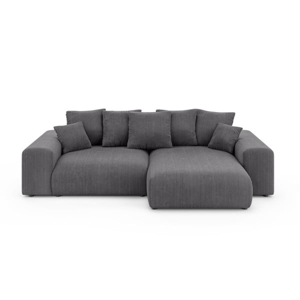 Colțar gri extensibil/cu spațiu de depozitare cu tapițerie din catifea reiată  (cu colț variabil) Luma – Ropez
