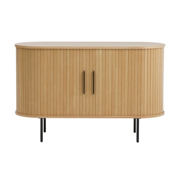 Comodă în culoare naturală cu aspect de lemn de stejar cu ușă glisantă 120x76x45 cm Nola – Unique Furniture