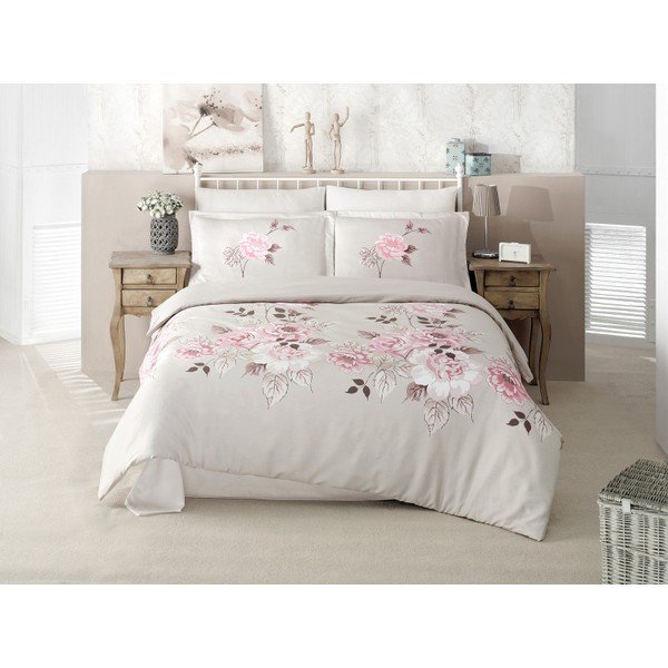 Lenjerie din bumbac cu cearșaf pentru pat dublu Aran Clasy Claudia, 200 x 220 cm-image-1