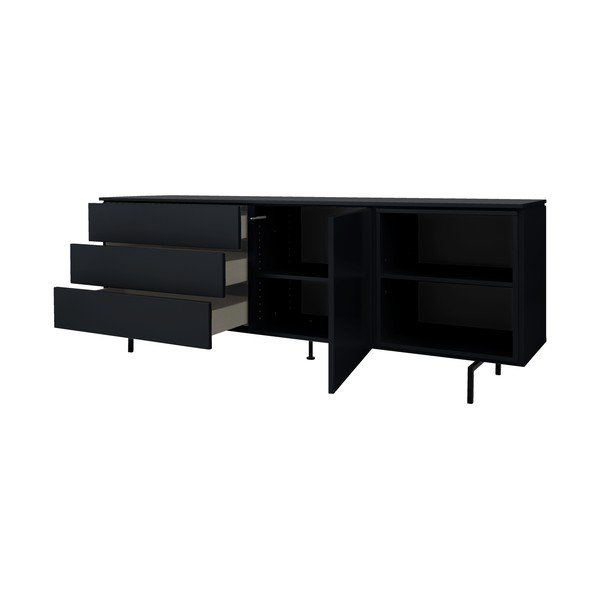Comodă neagră joasă 210x76 cm Plain – Tenzo-image-3