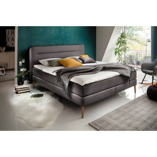Pat boxspring gri antracit 180x200 cm Massello – Meise Möbel-image-1